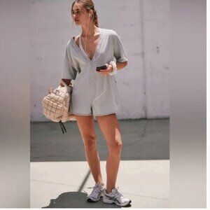 Free People Hot Shot Tee Romper in Beach Fog 🤍 Grey